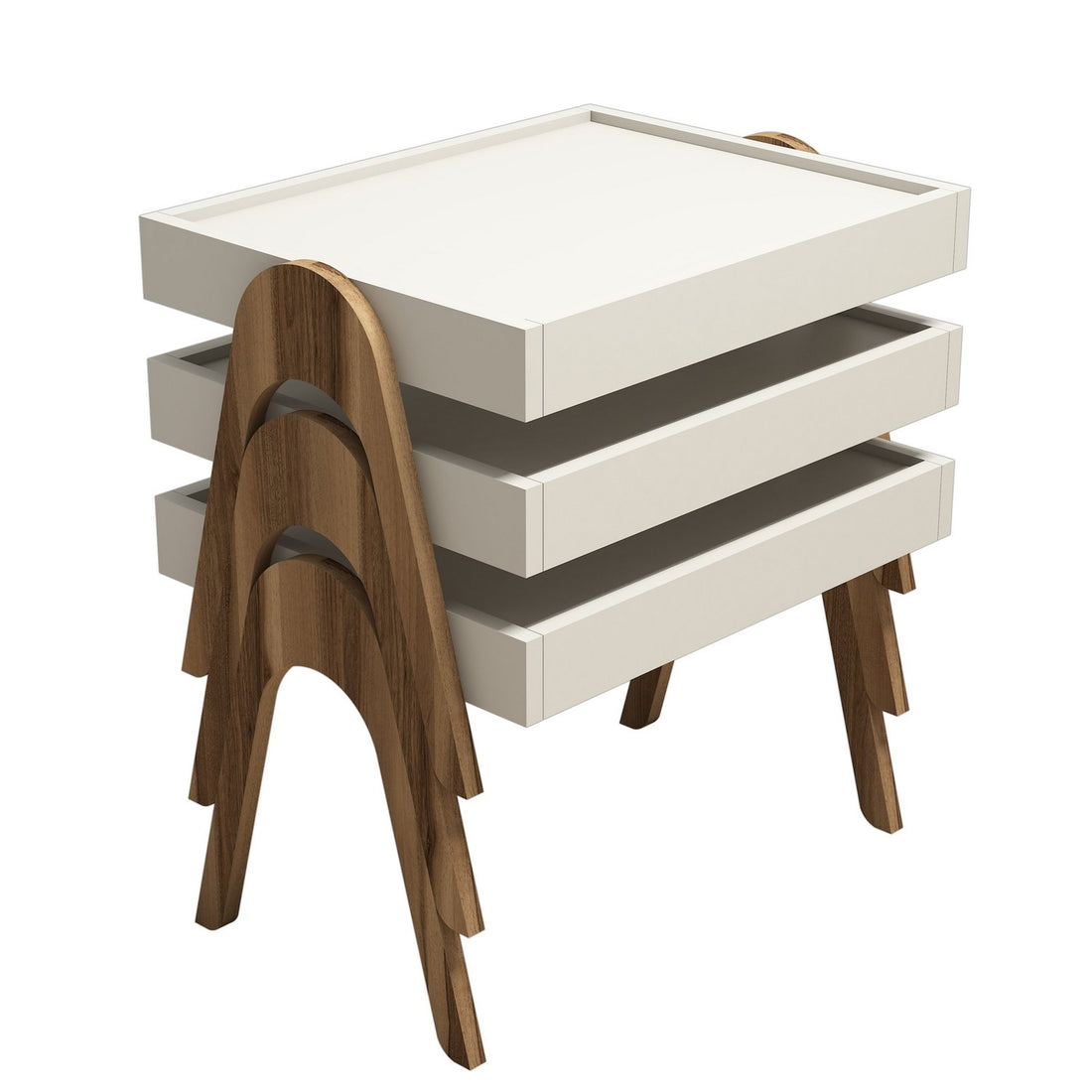 Table gigogne (3 pièces) Roma - Walnut, Cream