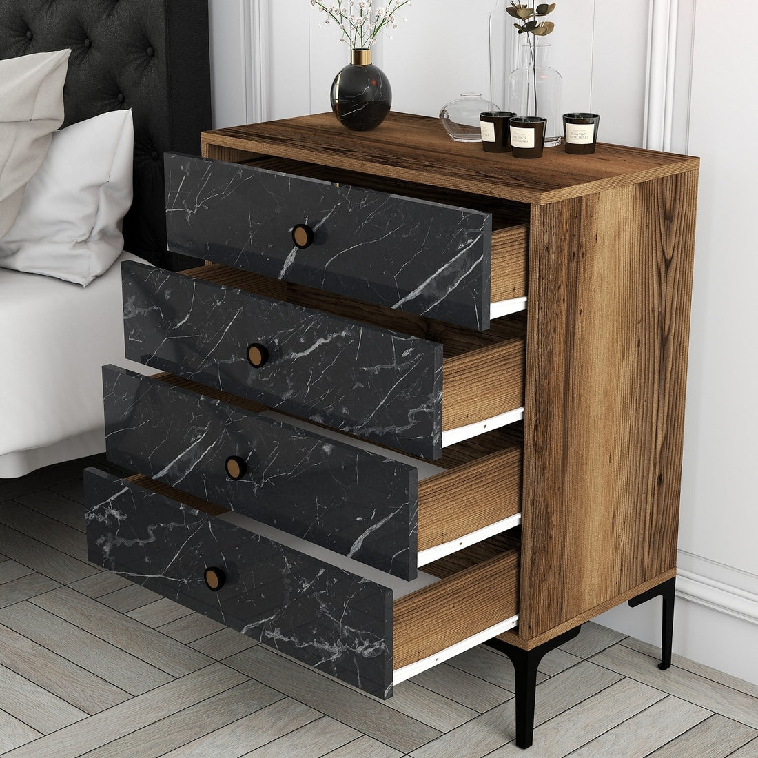 La commode Lizbon 541 - Walnut, Black
