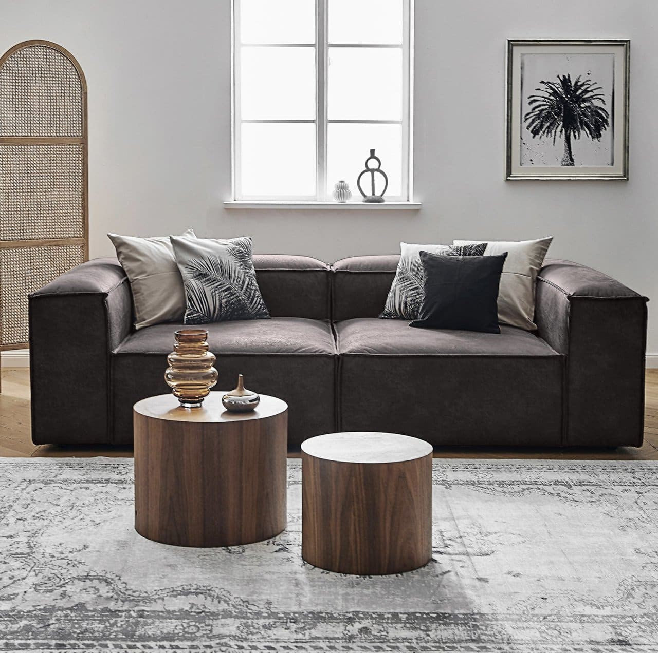 Canapé modulable 3 places en Nubuck Frida