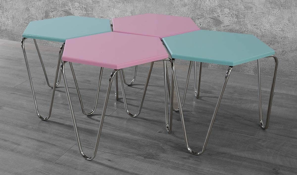 Piramit Table Gigognes Bleu Cyan Rose