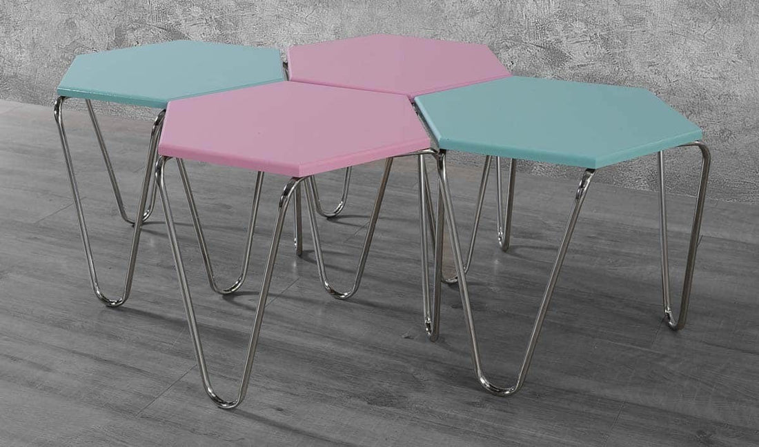 Piramit Table Gigognes Bleu Cyan Rose