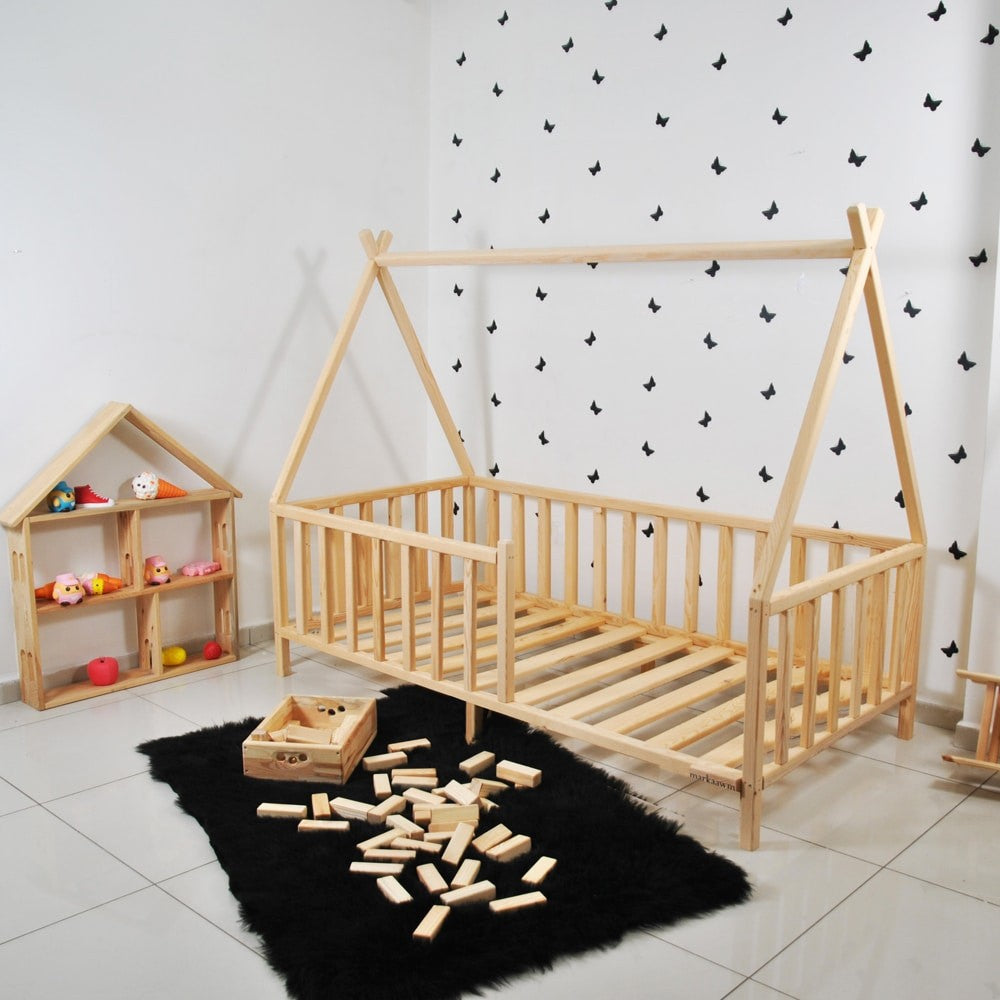 Lit cabane enfant Derya ,bois 90x190cm