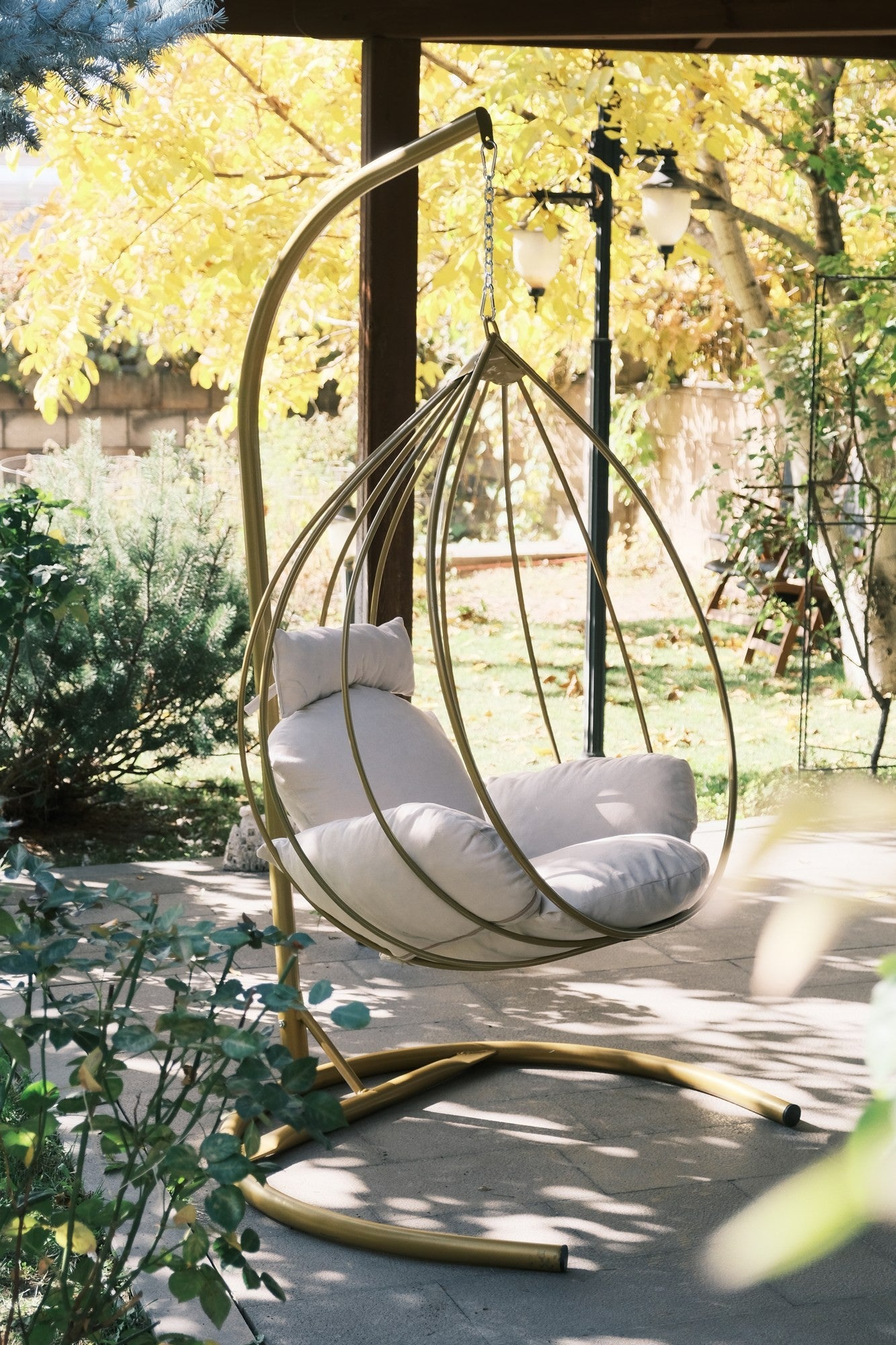 Chaise de balançoire unique de jardin Damla - Cream
