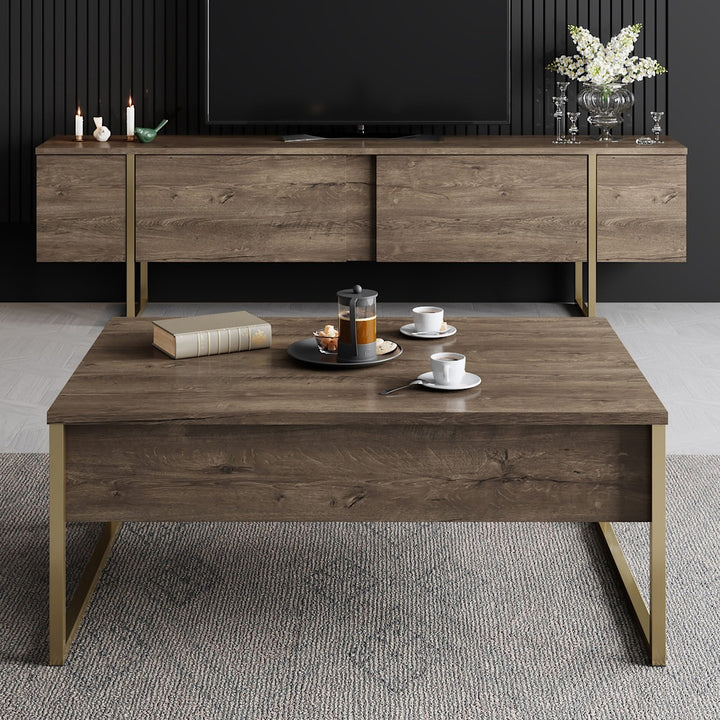 Ensemble de meubles de salon Luxe Set - Walnut, Gold