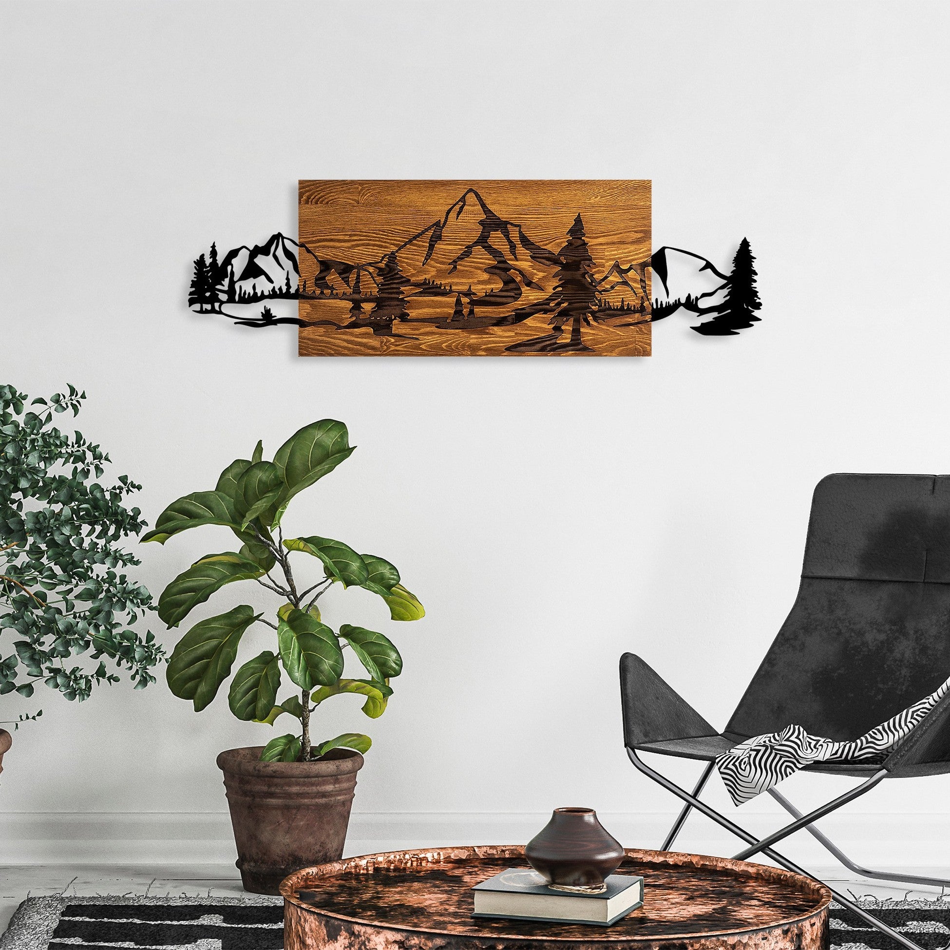 Accessoire mural en bois décoratif Mountain Range