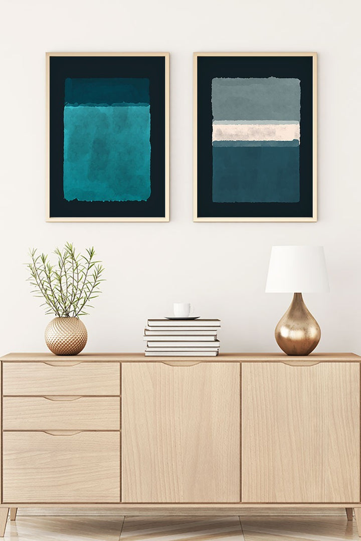 Peinture MDF encadrée décorative (2 pièces) Huhu90 - 70 x 50