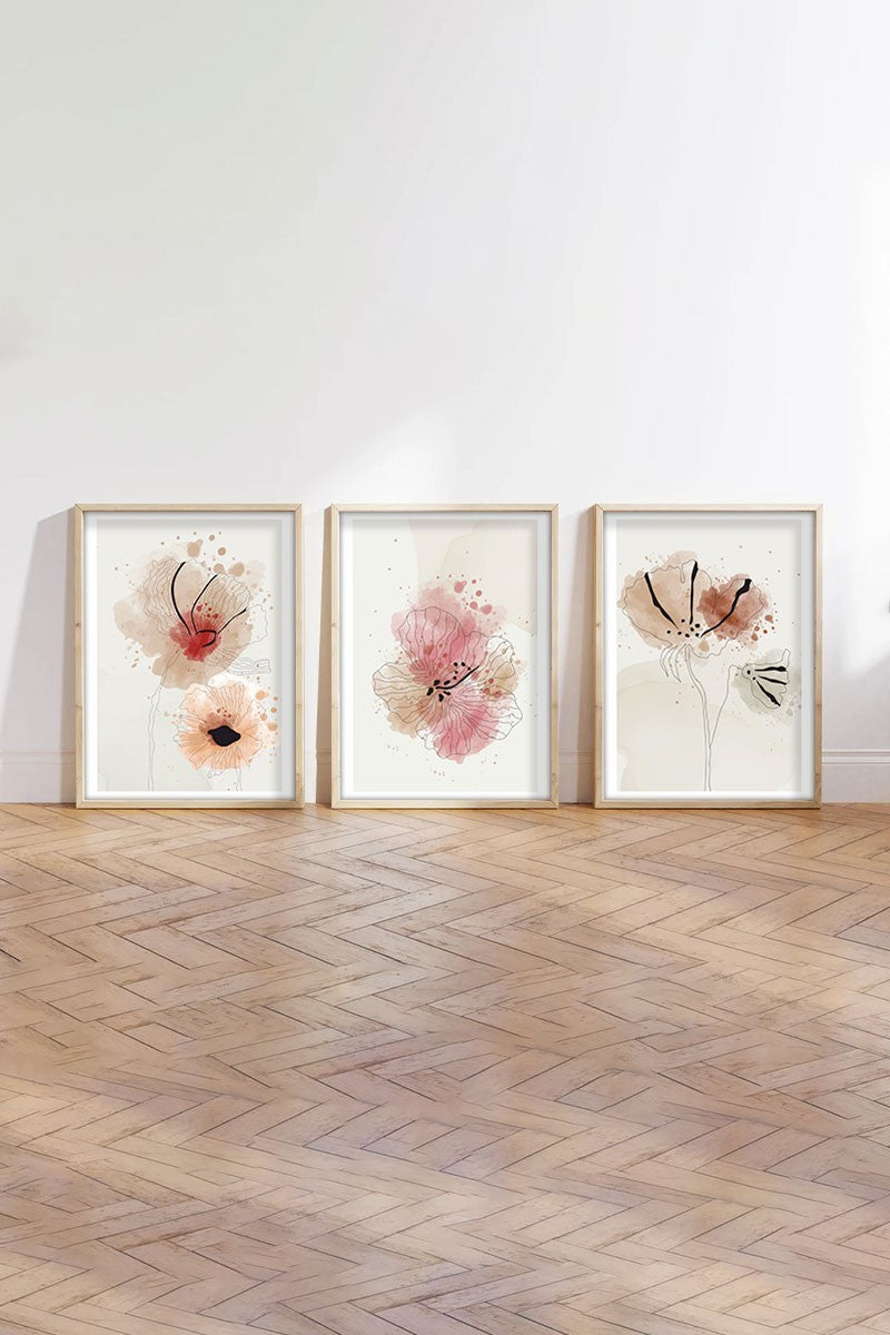 Peinture mdf encadrée décorative (3 pièces) Huhu205 - 50 x 35