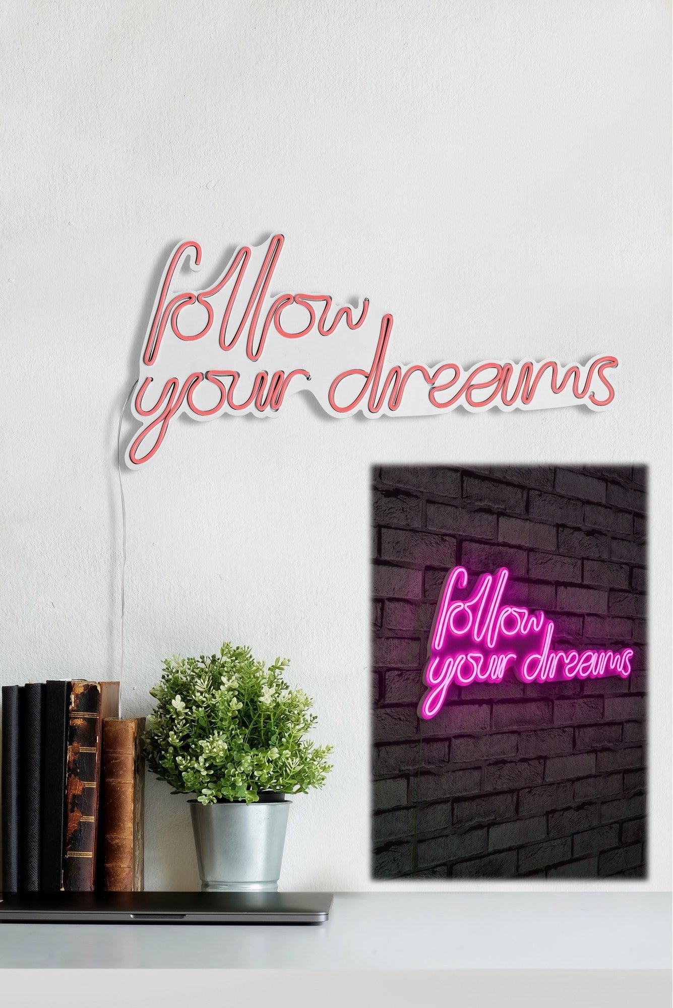 Éclairage LED en plastique décoratif Follow Your Dreams - Pink