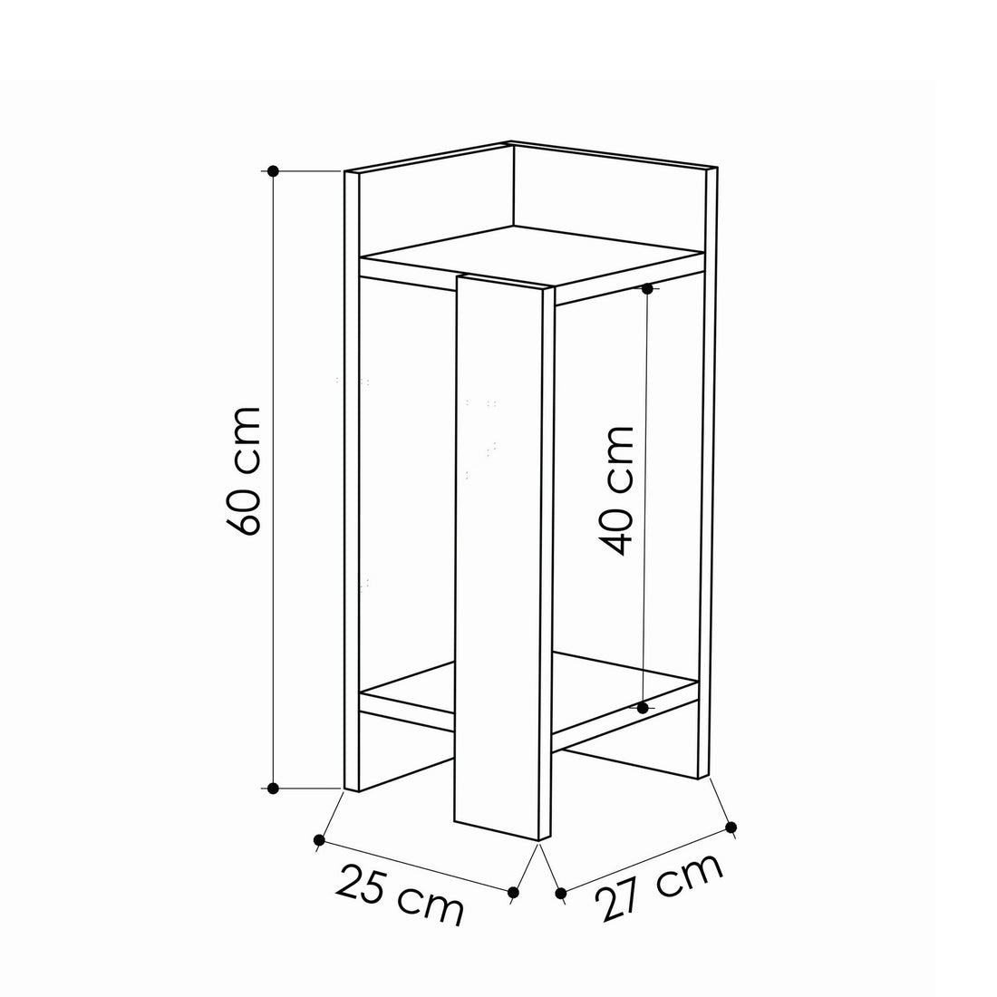 La table de nuit Elos Right - Oak, Anthracite