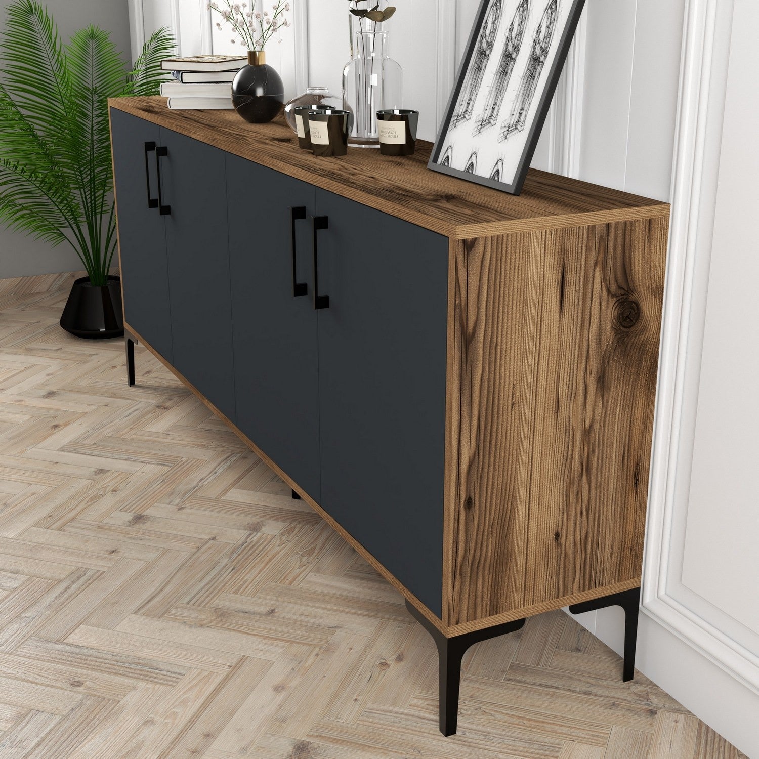 Console Kiev - Walnut, Anthracite