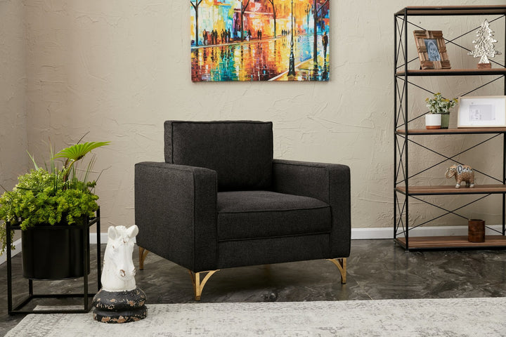 Canapé 1 place Berlin - Anthracite, Gold