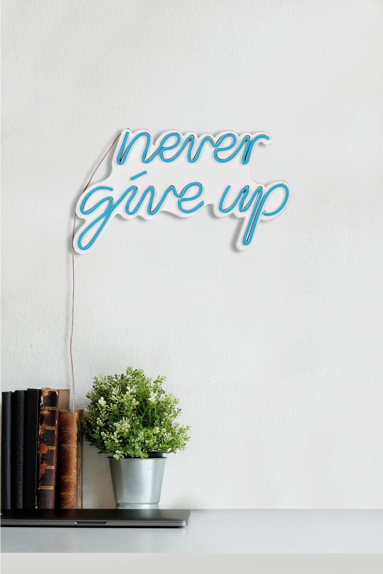 Éclairage LED en plastique décoratif Never Give Up - Blue